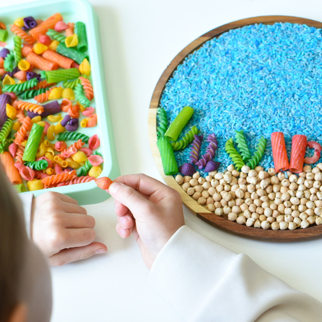 Deep Blue Sea Colored Pasta for Sensory Play